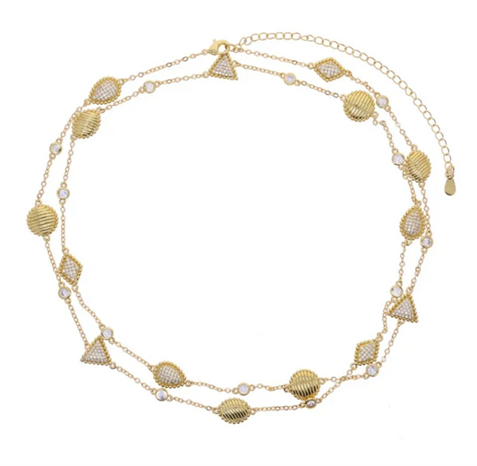 Shell long double layered necklace