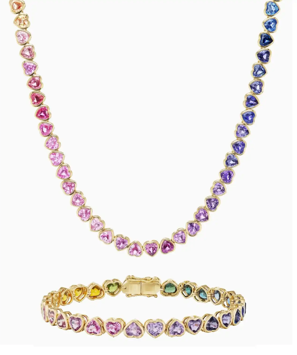 Colourful hearts tennis bracelet
